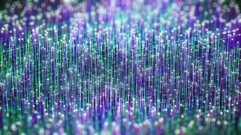 Big data purple green particles innovation technology information generation Stock Footage 196107260