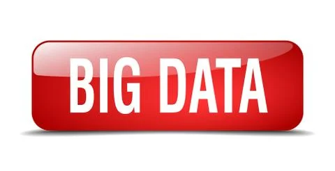 Big data red square 3d realistic isolated web button Stock Illustration