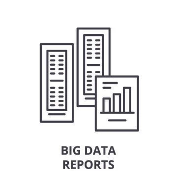 Big data reports line icon concept. Big data reports vector linear illustration Stock Illustration