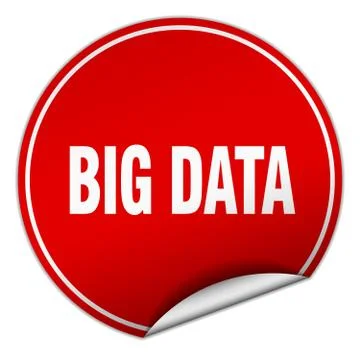 Big data round red sticker isolated on white Stock Illustration