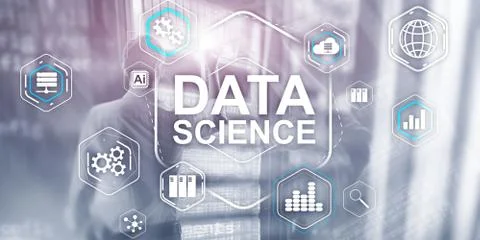 Big Data science analysis information technology concept. Server room background Stock Photos
