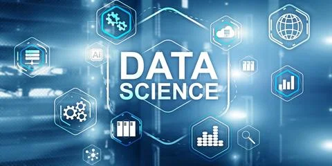 Big Data science analysis information technology concept. Server room backg.. Stock Photos