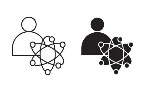 Big data scientist outline icon collection or set. big data scientist Thin .. Stock Illustration