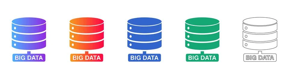 Big Data Server and Storage Icons for Modern Cloud Computing Solutions Stock Illustration