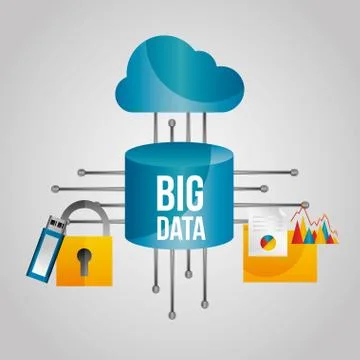 Big data server cloud computing protection folder storage 스톡 일러스트