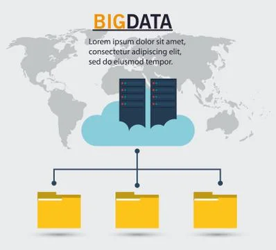 Big data server cloud folder file 库存插图