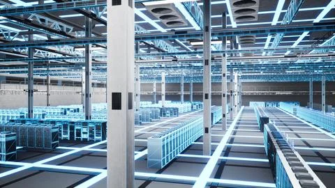 Big data server farm database servers used for complex calculations Stock Illustration