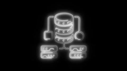 Big Data Server Outline Icon in HD Video Neon Animation Stock Footage 304507585