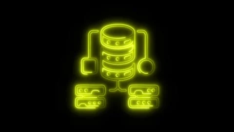 Big Data Server Outline Icon in HD Video Neon Animation 库存影片 304507595