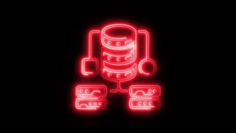 Big Data Server Outline Icon in HD Video Neon Animation Stockbeeldmateriaal 304507601