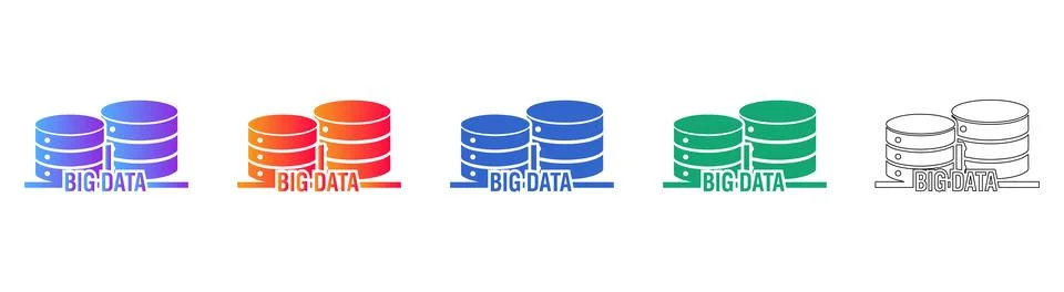 Big Data Server Stack Icons for Information Storage イラスト素材