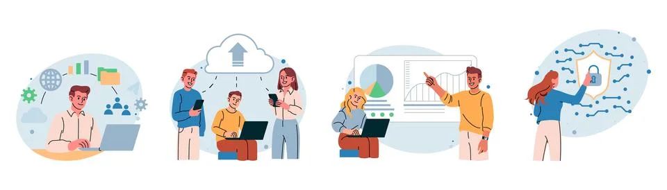 Big data service. Inform entry. Geometric network search. security. Technology Stock Illustration