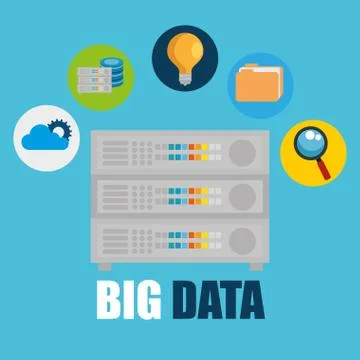 Big data set icons 스톡 일러스트