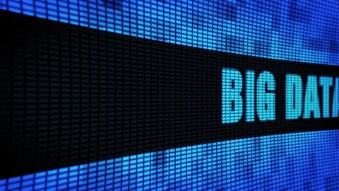 Big Data Side Text Scrolling LED Wall Pannel Display Sign Board Video stock 107114487