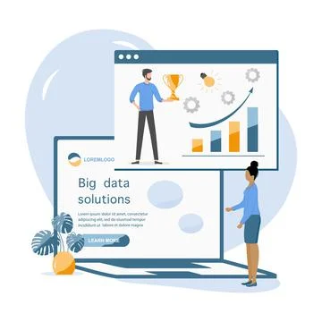 Big data solution financial increase growth People Illustrazione stock