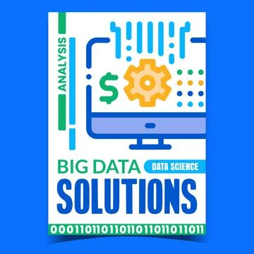 Big Data Solutions Creative Promo Poster Vector Stock Illustration