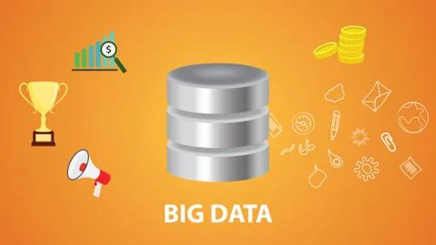 Big data with some benefit for marketing chart useful information Stock Illustration