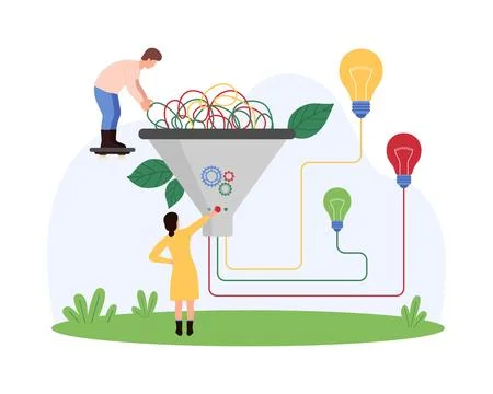 Big data sorting, visual information organization model with filter and tiny Stock Illustration