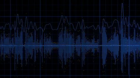 Big Data sound complex graph background. Cyber space of Audio AI technology 스톡 일러스트