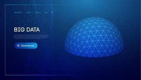 Big data sphere shield. Protect dome energy field. Technology background. Illustrazione stock