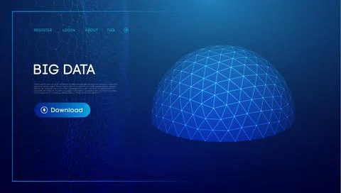 Big data sphere shield. Protect dome energy field. Technology background. Stock Illustration