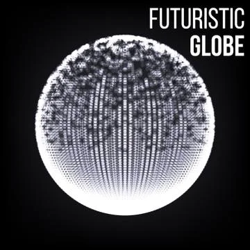 Big Data Sphere. Vector Cyber Sphere Structure Representation. Digital Abstract Illustrazione stock