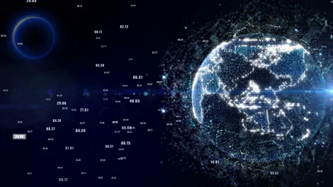 Big Data Spin Earth Simulation Digital Running Number. Video stock 151692663