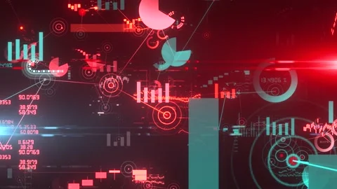 Big data stat visualization data node networks charts and graphs  Stock Footage 150003558