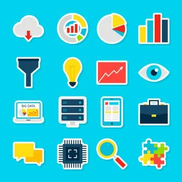 Big Data Stickers Illustrazione stock