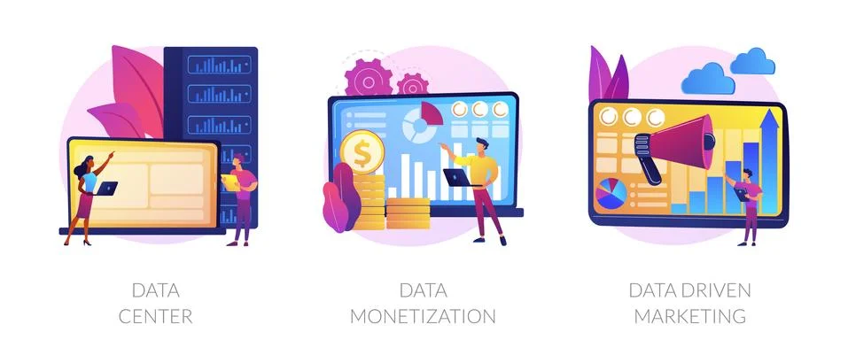 Big data storage and use vector concept metaphors Illustrazione stock