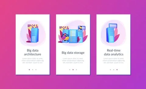 Big data storage app interface template. Stock Illustration