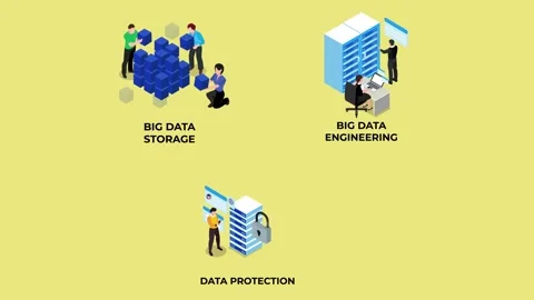 Big data storage, big data engineering, data protection Video stock 245823686