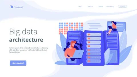 Big data storage concept landing page. Illustrazione stock