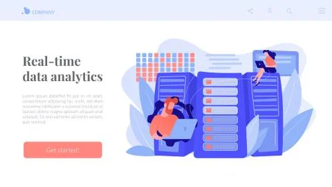 Big data storage concept landing page. Stock Illustration