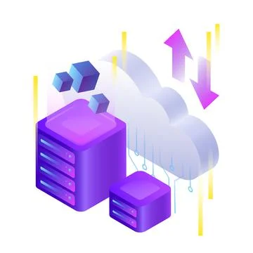 Big Data Storage. Creative Cloud Computing Illustration Stock Illustration