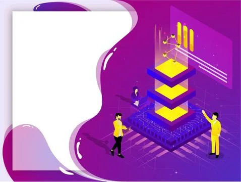 Big data storage or data analysis concept based isometric design with busin.. Stock Illustration