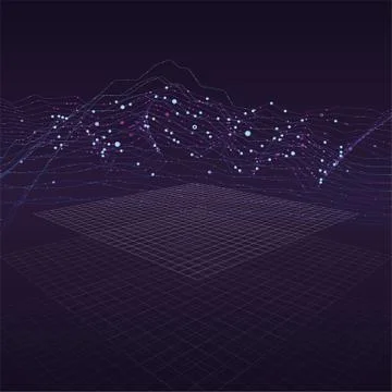 Big data stream futuristic infographic on digital cyber surface. Quantum Stock Illustration