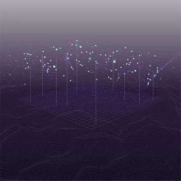 Big data stream futuristic infographic on digital cyber surface. Quantum Stockillustratie