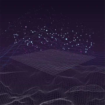 Big data stream futuristic infographic on digital cyber surface. Quantum Stockillustratie