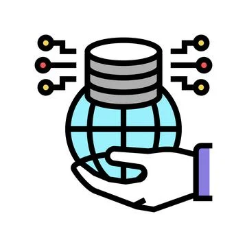 Big data for sustainable development social problem color icon vector Stock Illustration