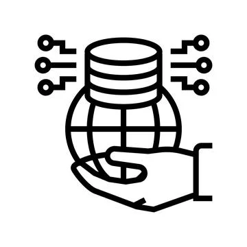 Big data for sustainable development social problem line icon vector Stock Illustration