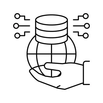 Big data for sustainable development social problem line icon vector Stock Illustration