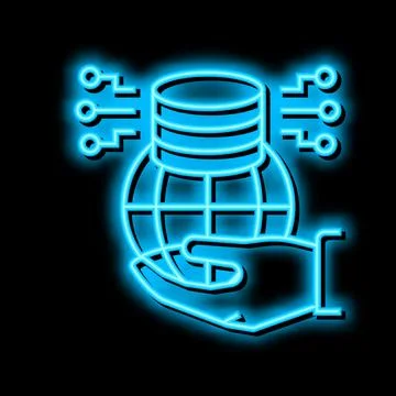 Big data for sustainable development social problem neon glow icon illustrati Stock Illustration
