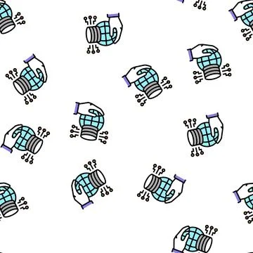Big data for sustainable development social problem vector seamless pattern Stock Illustration