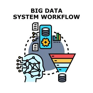 Big data system workflow diagram processing information イラスト素材