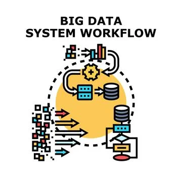 Big data system workflow processing information management Stock Illustration