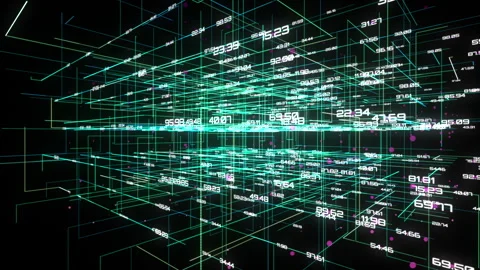 Big data, tech and digital transformation of numbers, code or global networking Stock Footage 243173131