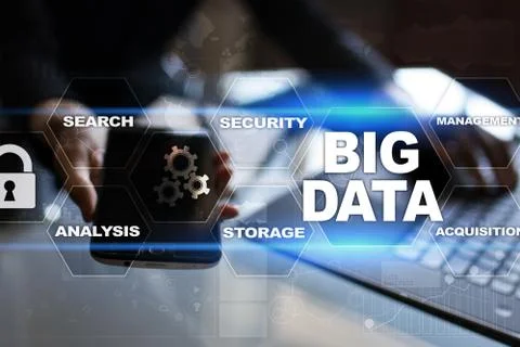 Big data technology and internet concept on the virtual screen. Stock Illustration