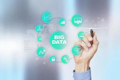 Big data technology and internet concept on the virtual screen. Stockfoto's