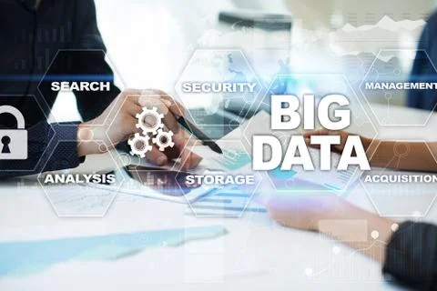 Big data technology and internet concept on the virtual screen. 库存照片